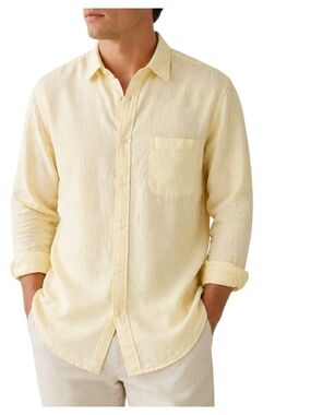Club Room Linen Blend Button Down Shirt XL Soft Yellow Lightweight Resort Preppy